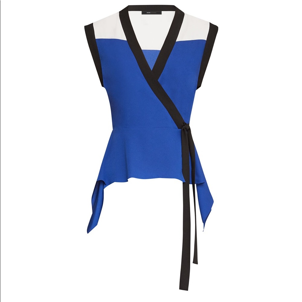 BCBGMaxAzria Colorblocked Wrap Top